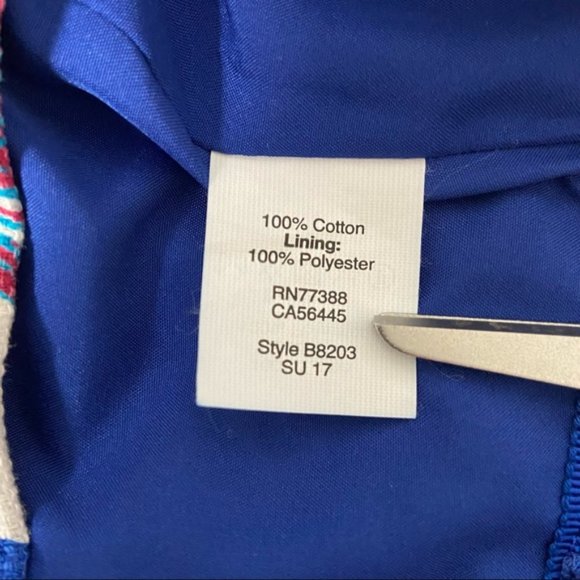 J Crew Womens Tropical Floral Print Pencil Skirt Blue Red Cotton size 4 - Picture 8 of 10